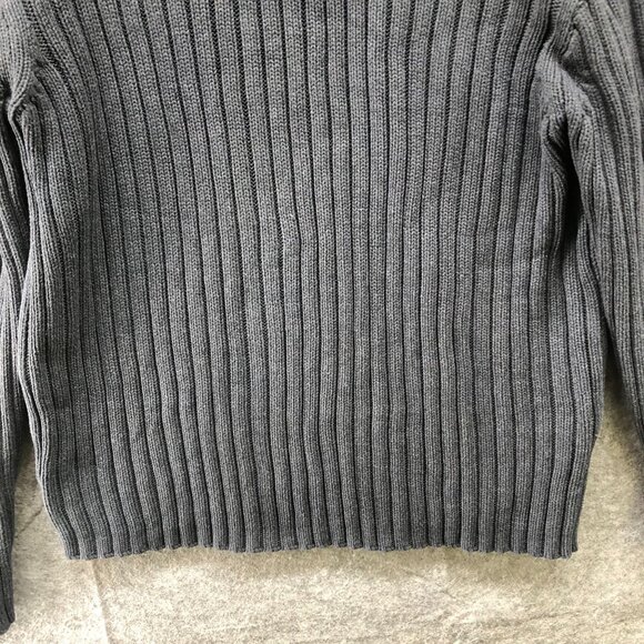 Vintage J. Crew 90s Sweater Mens M Dark Gray Ribbed Cotton Heavyweight 1/4 Zip - Picture 4 of 7